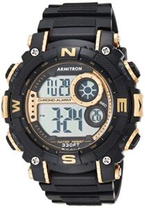 armitron sport men's quartz sport watch with resin strap, black, 22 (model: 40/8284gbk)