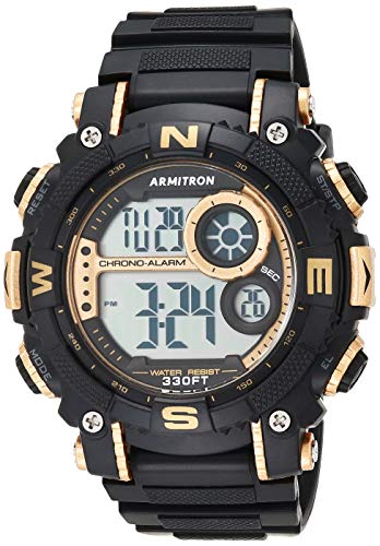 Armitron Sport Men's Quartz Sport Watch with Resin Strap, Black, 22 (Model: 40/8284GBK)