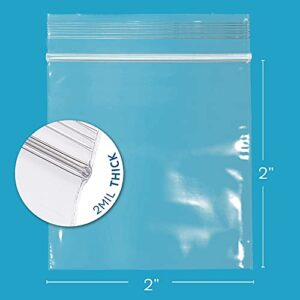 Clear Plastic RECLOSABLE Zip Bags - Bulk GPI Pack of 500 2" x 2" 2 mil Thick Strong & Durable Poly Baggies with Resealable Zip Top Lock for Travel, Storage, Packaging & Shipping.
