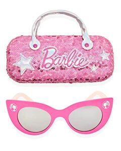 barbie girl's cat eye sunglasses and handled hard case set (pink)