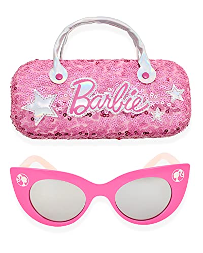 Barbie Girl's Cat Eye Sunglasses and Handled Hard Case Set (Pink)