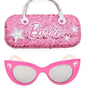 Barbie Girl's Cat Eye Sunglasses and Handled Hard Case Set (Pink)