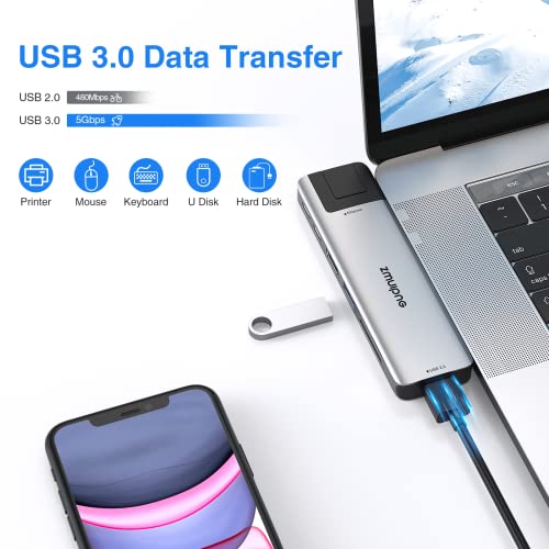 USB C Adapter Hub for MacBook Pro Air M1 M2 2022 2021 2020 2019 13 15 16" 8 in 2 Multiport Laptop Extender USB C Dongle with 4K HDMI USB 3.0 2.0 Ethernet SD TF Thunderbolt 3 USB-C Mac Converter