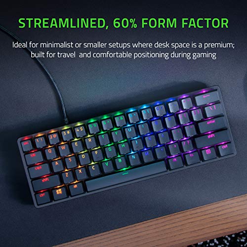 Razer Huntsman Mini 60% Gaming Keyboard: Fast Keyboard Switches - Clicky Optical Switches - Chroma RGB Lighting - PBT Keycaps - Onboard Memory - Classic Black