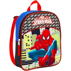 marvel spiderman mini toddler preschool backpack (11") (spider-man school supplies bundle)