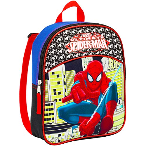 Marvel Spiderman Mini Toddler Preschool Backpack (11") (Spider-Man School Supplies Bundle)