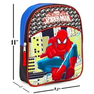 Marvel Spiderman Mini Toddler Preschool Backpack (11") (Spider-Man School Supplies Bundle)