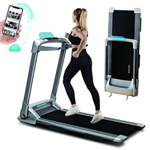 ovicx q2s folding portable treadmill compact walking running machine for home gym workout electric foldable treadmills with led display phone holder for small spaces 3.0hp weight capacity 300 lbs