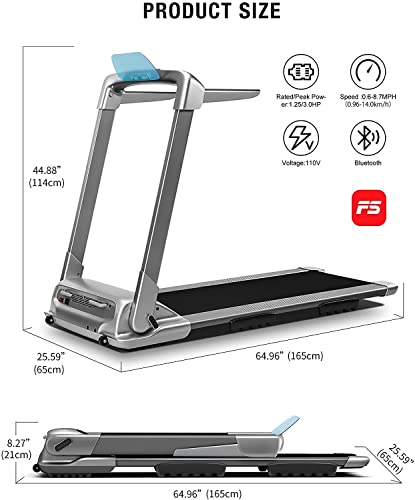 OVICX Q2S Folding Portable Treadmill Compact Walking Running Machine for Home Gym Workout Electric Foldable Treadmills with LED Display Phone Holder for Small Spaces 3.0HP Weight Capacity 300 lbs