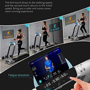 OVICX Q2S Folding Portable Treadmill Compact Walking Running Machine for Home Gym Workout Electric Foldable Treadmills with LED Display Phone Holder for Small Spaces 3.0HP Weight Capacity 300 lbs