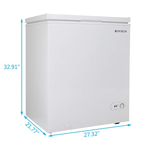 ROVSUN 5.0 Cubic Feet Chest Freezer, Compact Freezer with Top Open Door, Adjustable Thermostat, Ideal for Home Kitchen Office, White/Black (5.0 Cu.ft - White)