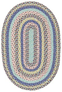 safavieh cape cod collection area rug - 4' x 6' oval, blue & green, handmade braided jute, ideal for high traffic areas in living room, bedroom (cap241m)