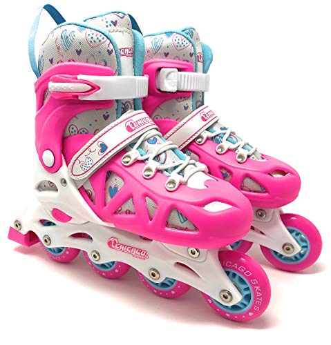 CHICAGO Skates Girls Inline Training Skate Combo Set - Pink/Purple - Small Sizes 10-13