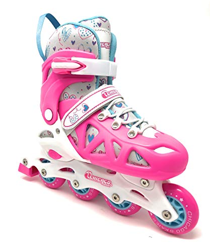 CHICAGO Skates Girls Inline Training Skate Combo Set - Pink/Purple - Small Sizes 10-13