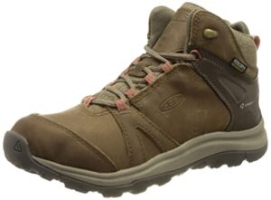 keen women's terradora 2 mid height leather waterproof hiking boots, brindle/redwood, 8