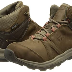 KEEN Women's Terradora 2 Mid Height Leather Waterproof Hiking Boots, Brindle/Redwood, 8