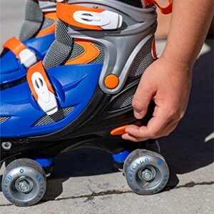 CHICAGO Skates Boys Adjustable Junior Quad Skates - Blue/Black/Orange - Small Sizes J10-J13