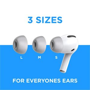 Foam Masters Memory Foam Ear Tips for AirPods Pro 1st & 2nd Gen | Comfortable | Secure | Better Noise Cancellation | Version 3.0 Replacement Buds (Small, Med, Large - 3 Pairs, Gray)