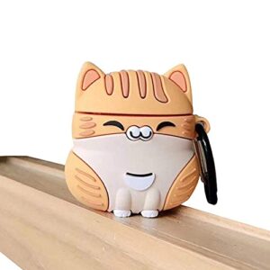 ur sunshine case compatible with airpods 1/2, super cute sitting lucky cat kitty cover case, soft tpu silicone gel earphone case compatible with airpods 1/2 -yellow