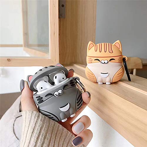 UR Sunshine Case Compatible with AirPods 1/2, Super Cute Sitting Lucky Cat Kitty Cover Case, Soft TPU Silicone Gel Earphone Case Compatible with AirPods 1/2 -Yellow