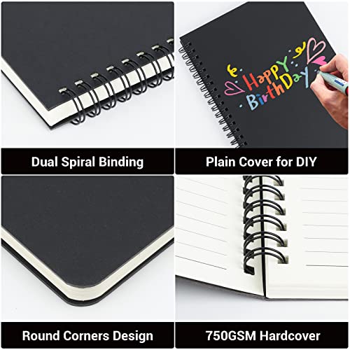 EUSOAR A5 Spiral Notebook, 6 Pack 5.5" x 8.3" 120 Pages Hardcover Lined Travel Writing College Ruled Notebooks, Memo Notepad Sketchbook, Students Office Business Subject Diary Ruled Book Journal