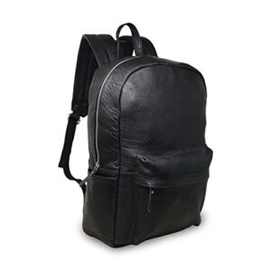 jaald 18" black genuine leather laptop backpack water resistant casual office work college bookbag comfortable lightweight travel rucksack men