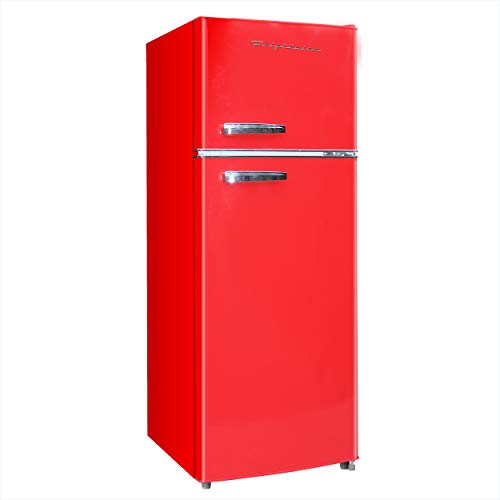 Frigidaire EFR753-Red, 2 Door Apartment Size Refrigerator with Freezer, 7.5 cu ft, Retro, Red