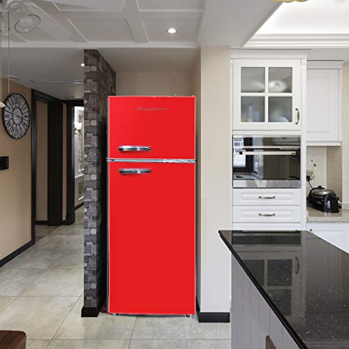 Frigidaire EFR753-Red, 2 Door Apartment Size Refrigerator with Freezer, 7.5 cu ft, Retro, Red