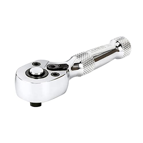 ARES 42035-1/4-Inch Drive 72-Tooth Stubby Ratchet - Chrome Vanadium Steel Construction and Mirror Polish Finish - 3.35-Inch Length - Quick Release Reversible Head