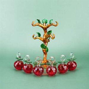 Crystal Apple Tree Red Apple Decorations Ornament Decorative Artificial Good Luck Tree for Living Room Centerpiece