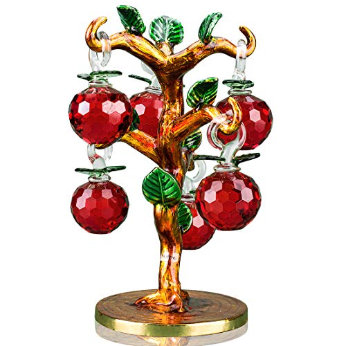 Crystal Apple Tree Red Apple Decorations Ornament Decorative Artificial Good Luck Tree for Living Room Centerpiece