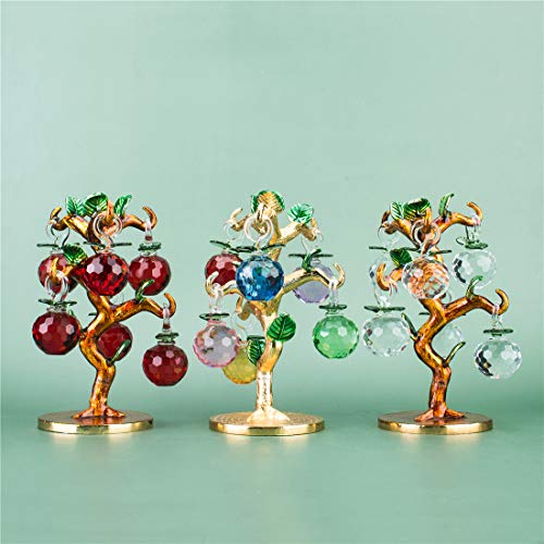 Crystal Apple Tree Red Apple Decorations Ornament Decorative Artificial Good Luck Tree for Living Room Centerpiece