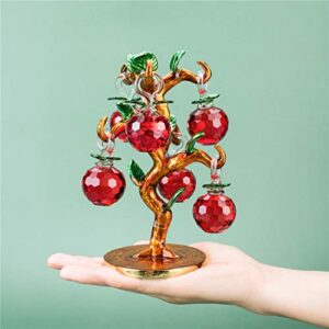 Crystal Apple Tree Red Apple Decorations Ornament Decorative Artificial Good Luck Tree for Living Room Centerpiece