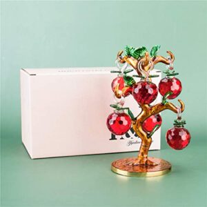 Crystal Apple Tree Red Apple Decorations Ornament Decorative Artificial Good Luck Tree for Living Room Centerpiece