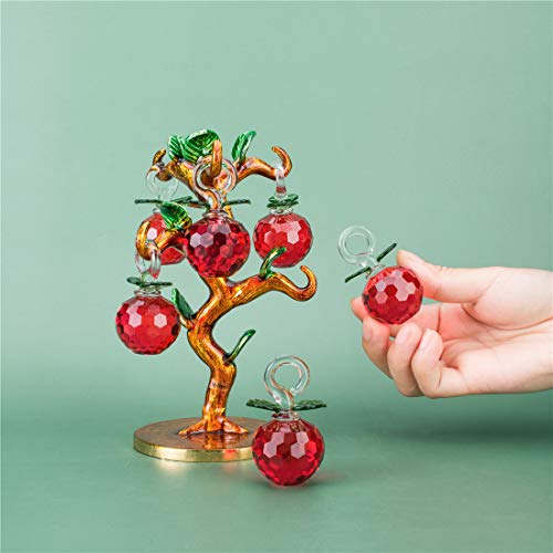 Crystal Apple Tree Red Apple Decorations Ornament Decorative Artificial Good Luck Tree for Living Room Centerpiece