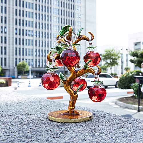 Crystal Apple Tree Red Apple Decorations Ornament Decorative Artificial Good Luck Tree for Living Room Centerpiece