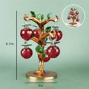 Crystal Apple Tree Red Apple Decorations Ornament Decorative Artificial Good Luck Tree for Living Room Centerpiece