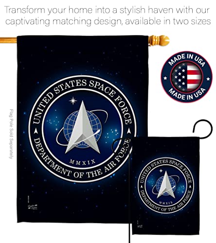 Breeze Decor Space Garden Flag Armed Forces USSF United State Air American Military Delta Official House Decoration Banner Small Yard Gift Double-Sided, 13"x 18.5", Made in USA
