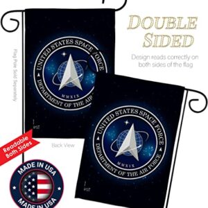 Breeze Decor Space Garden Flag Armed Forces USSF United State Air American Military Delta Official House Decoration Banner Small Yard Gift Double-Sided, 13"x 18.5", Made in USA
