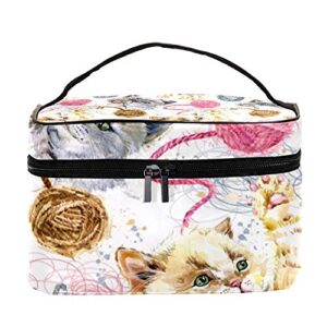 cute paint cat with dime women portable travel accessories with mesh pocket makeup cosmetic bags storage organizer multifunction case
