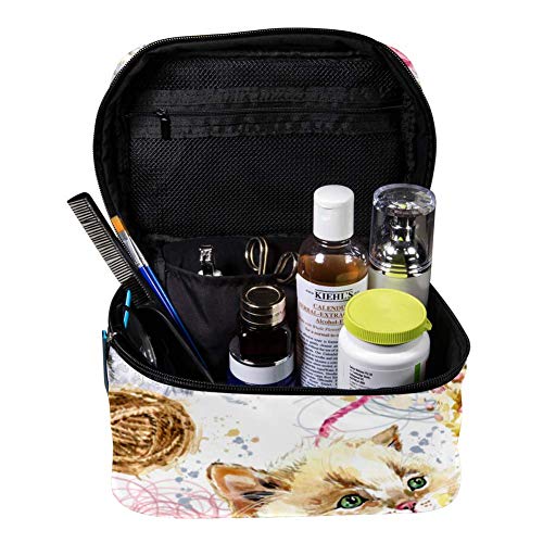 Cute Paint Cat With Dime Women Portable Travel Accessories with Mesh Pocket Makeup Cosmetic Bags Storage Organizer Multifunction Case
