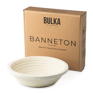 bulka banneton bread proofing basket spruce wood pulp round 9" groove, sourdough bread baking supplies brotform - non-stick dough proving bowl, gifts for bakers making artisan loaves, made in germany.
