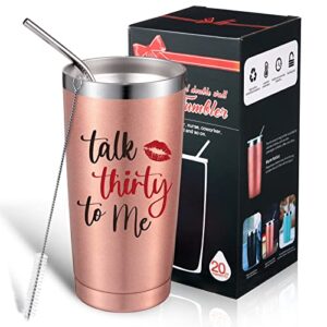 funny 1993 30th birthday gift talking thirty to me travel tumbler for women, dirty 30 presents for her, daughter, auntie, wife, girlfriend, 20 oz mug tumbler with lid straw brush and gift box