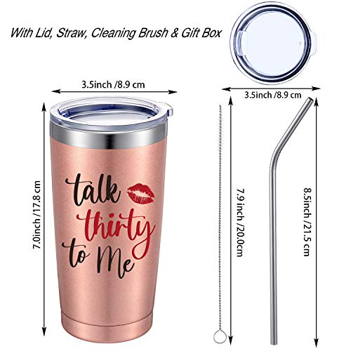 Funny 1993 30th Birthday Gift Talking Thirty to Me Travel Tumbler for Women, Dirty 30 Presents for Her, Daughter, Auntie, Wife, Girlfriend, 20 oz Mug Tumbler with Lid Straw Brush and Gift Box