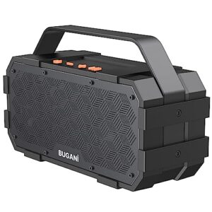 bugani bluetooth speaker, portable bluetooth speakers with 40w stereo sound, loud bluetooth speaker 24h playtime support tf card/aux, ipx6 waterproof for beach camping outdoor indoor