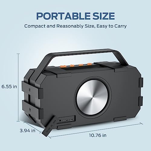 BUGANI Bluetooth Speaker, Portable Bluetooth Speakers with 40W Stereo Sound, Loud Bluetooth Speaker 24H Playtime Support TF Card/AUX, IPX6 Waterproof for Beach Camping Outdoor Indoor