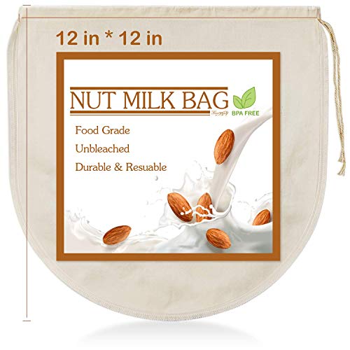 6 PCS 12"x12" Nut Milk Bags - 100% Unbleached Cotton Cheesecloth, Reusable Food Strainer Colander For Straining Almond/Oat Milk, Celery Juice, Cold Brew Coffee, Yogurt and Cheese Making