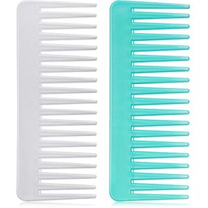 large hair detangling comb, wide tooth for curly, wet dry hair, no handle comb styling shampoo comb (white, cyan)