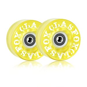 clas fox 78a indoor or outdoor 65x35mm quad roller skate wheels with abec-9 bearings 8 pcs (yellow)