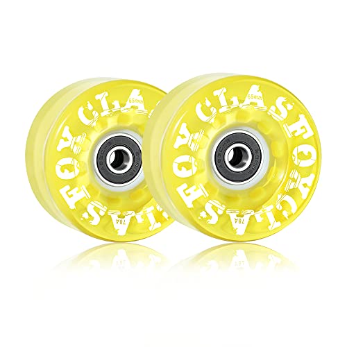 CLAS FOX 78A Indoor or Outdoor 65x35mm Quad Roller Skate Wheels with ABEC-9 Bearings 8 Pcs (Yellow)